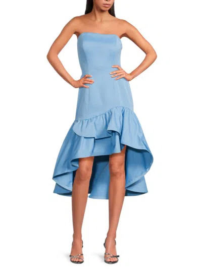 Zac Posen Women's Bandeau Drop-waist Midi-dress In Marine Blue
