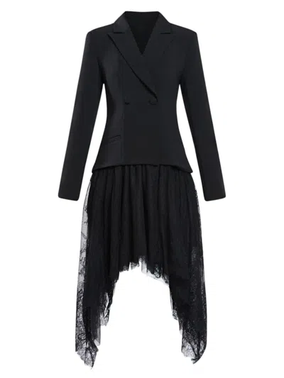 Zac Posen Women's Chantilly Lace Blazer Dress In Black