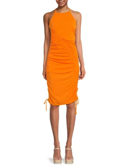 Zac Posen Women's Halter Ruched Dress In Apricot