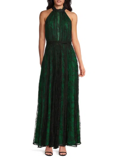 Zac Posen Women's Lace Overlay Halter Gown In Black