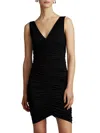 Zac Posen Ruched V-neck Matte Jersey Mini Dress In Black