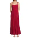 Zac Posen Pleated Chiffon Gown In Red