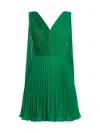 Zac Posen Cape-effect Pleated Chiffon Mini Dress In Alpine