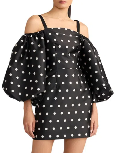 Zac Posen Women's Polka Dot Balloon Sleeve Minidress In Black
