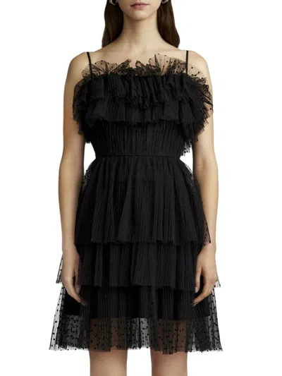 Zac Posen Women's Ruffle Layered Mini A-line Dress In Black