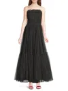 Zac Posen Women's Strapless Polka Dot Tulle Gown In Black