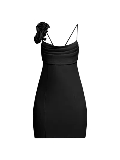 Zac Posen Women's Stretch Crepe 3d Flower Minidress In Black