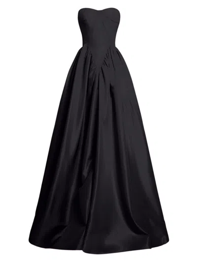 Zac Posen Women's Taffeta Drop-waist Gown In Black