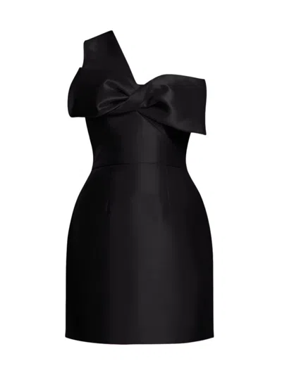 Zac Posen Women's Taffeta Twisted Bow One-shoulder Cocktail Dress In Black