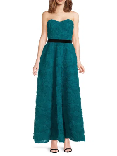 Zac Posen Women's Tulle Appliqué Strapless Gown In Blue
