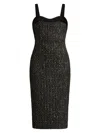 Zac Posen Sweetheart Sequin Tweed Midi Dress In Gold Tweed
