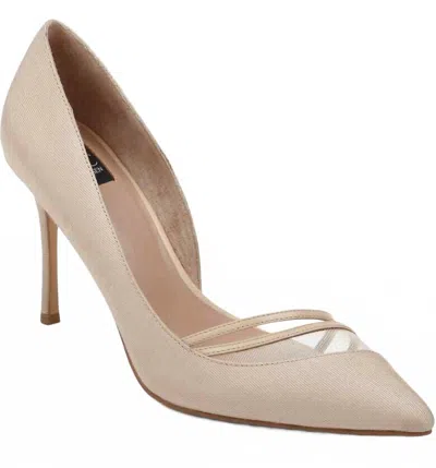 Zac Posen Women's Valerian Canvas Pointed Toe Half D'orsay Pumps In Beige In Neutral