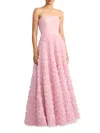 Zac Posen Wicked X  Rose Applique Tulle Gown In Pink