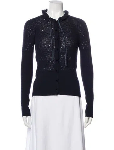 Pre-owned Zac Posen Wool Crew Neck Sweater In Blue