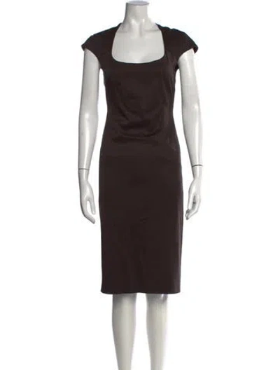 Pre-owned Zac Posen Wool Knee-length Dress In Brown