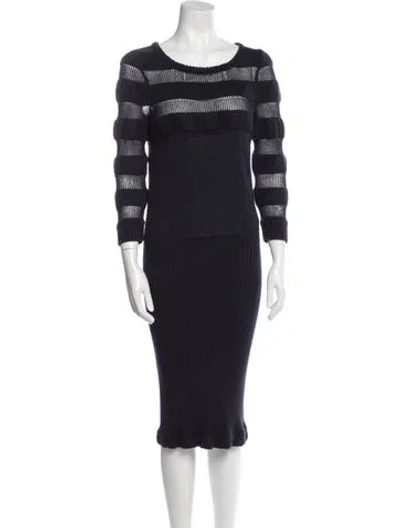 Pre-owned Zac Posen Wool Midi Length Dress In Blue