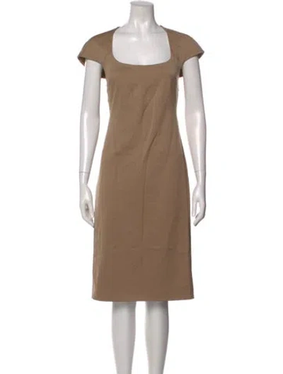 Pre-owned Zac Posen Wool Midi Length Dress In Neutral