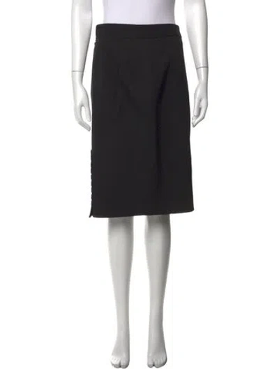 Pre-owned Zac Posen Wool Midi Length Skirt In Black