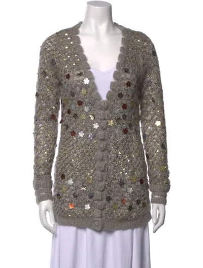 Pre-owned Zac Posen Wool Patterned Sweater In Grey