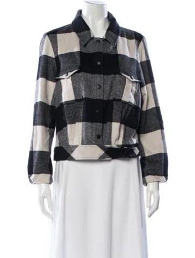 Pre-owned Zac Posen Wool Plaid Print Jacket In Black