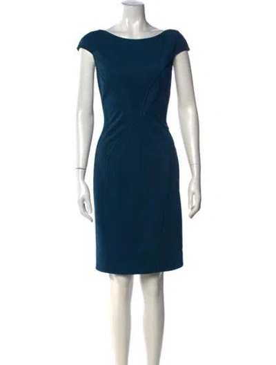 Pre-owned Zac Zac Posen Bateau Neckline Knee-length Dress In Blue