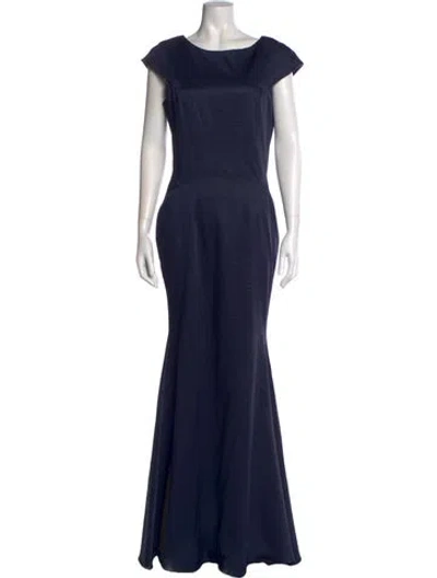 Pre-owned Zac Zac Posen Bateau Neckline Long Dress In Black