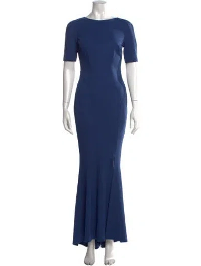 Pre-owned Zac Zac Posen Bateau Neckline Long Dress In Blue