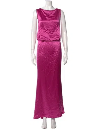Pre-owned Zac Zac Posen Bateau Neckline Long Dress In Purple