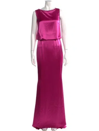 Pre-owned Zac Zac Posen Bateau Neckline Long Dress W/ Tags In Purple