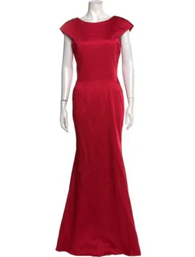 Pre-owned Zac Zac Posen Bateau Neckline Long Dress W/ Tags In Red