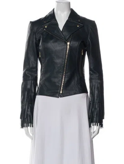 Pre-owned Zac Zac Posen Biker Jacket In Blue