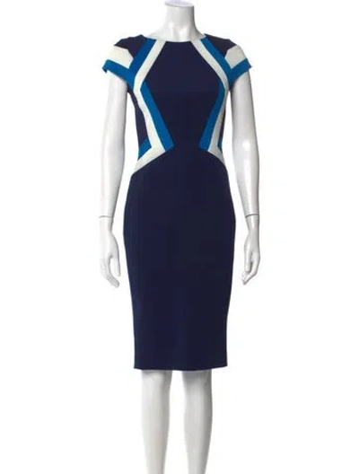Pre-owned Zac Zac Posen Colorblock Pattern Knee-length Dress In Blue