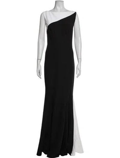 Pre-owned Zac Zac Posen Colorblock Pattern Long Dress In Blue