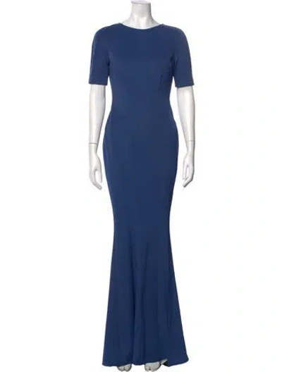 Pre-owned Zac Zac Posen Crew Neck Long Dress In Blue