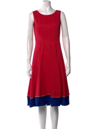 Pre-owned Zac Zac Posen Crew Neck Midi Length Dress In Orange