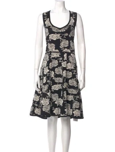 Pre-owned Zac Zac Posen Floral Print Knee-length Dress In Black