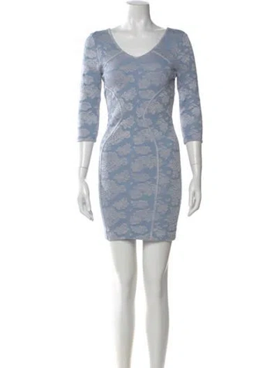 Pre-owned Zac Zac Posen Floral Print Mini Dress In Blue