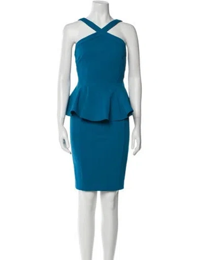 Pre-owned Zac Zac Posen Halterneck Knee-length Dress In Blue