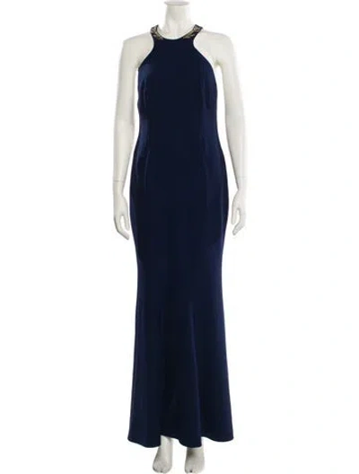Pre-owned Zac Zac Posen Halterneck Long Dress In Blue