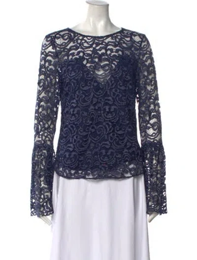 Pre-owned Zac Zac Posen Lace Lace Pattern Blouse In Blue
