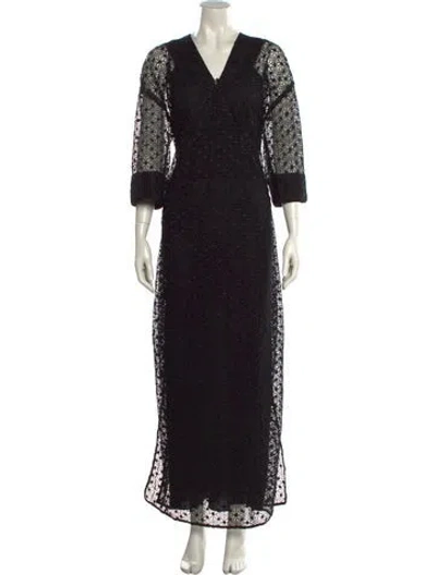 Pre-owned Zac Zac Posen Lace Pattern Long Dress In Black