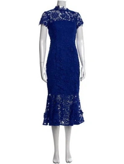 Pre-owned Zac Zac Posen Lace Pattern Midi Length Dress W/ Tags In Blue
