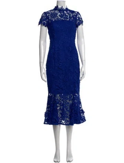Pre-owned Zac Zac Posen Lace Pattern Midi Length Dress W/ Tags In Blue