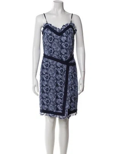 Pre-owned Zac Zac Posen Lace Pattern Mini Dress In Blue
