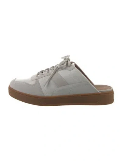 Pre-owned Zac Zac Posen Leather Colorblock Pattern Sneakers In White