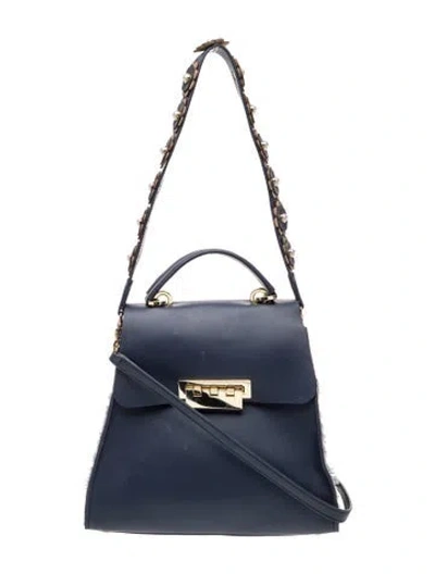 Pre-owned Zac Zac Posen Leather Crossbody Bag In Blue