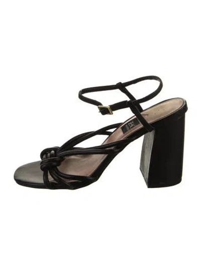 Pre-owned Zac Zac Posen Leather Slingback Sandals In Black