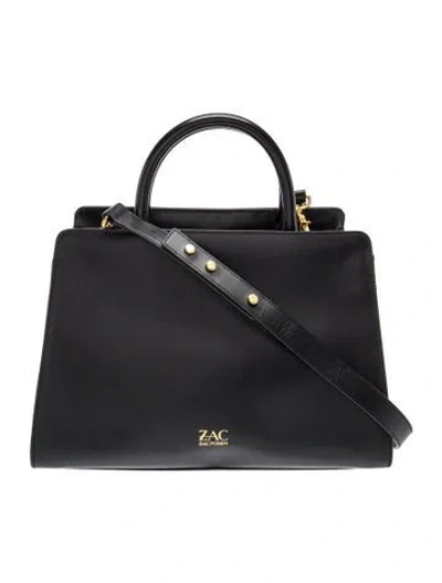 Pre-owned Zac Zac Posen Leather Top Handle Bag In Black