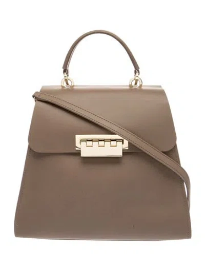 Pre-owned Zac Zac Posen Leather Top Handle Bag In Grey/neutrals