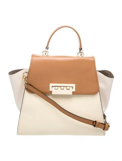 Pre-owned Zac Zac Posen Leather Top Handle Bag W/ Tags In Brown/neutrals